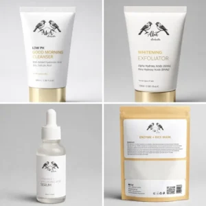 AbA Glow Kit – Good Morning Cleanser, Whitening Exfoliator, Vitamin C Serum and Enzyme Rice Mask